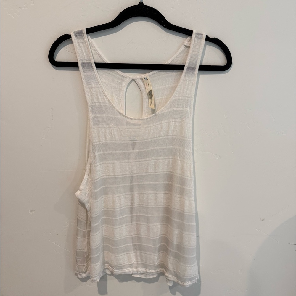 Free People Movement Shasta White Striped Women's Tank Top Medium Workout Casual